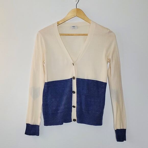 Wallace / J Crew 100% Cotton Lightweight button up cardigan sweater heart elbows - Picture 1 of 10